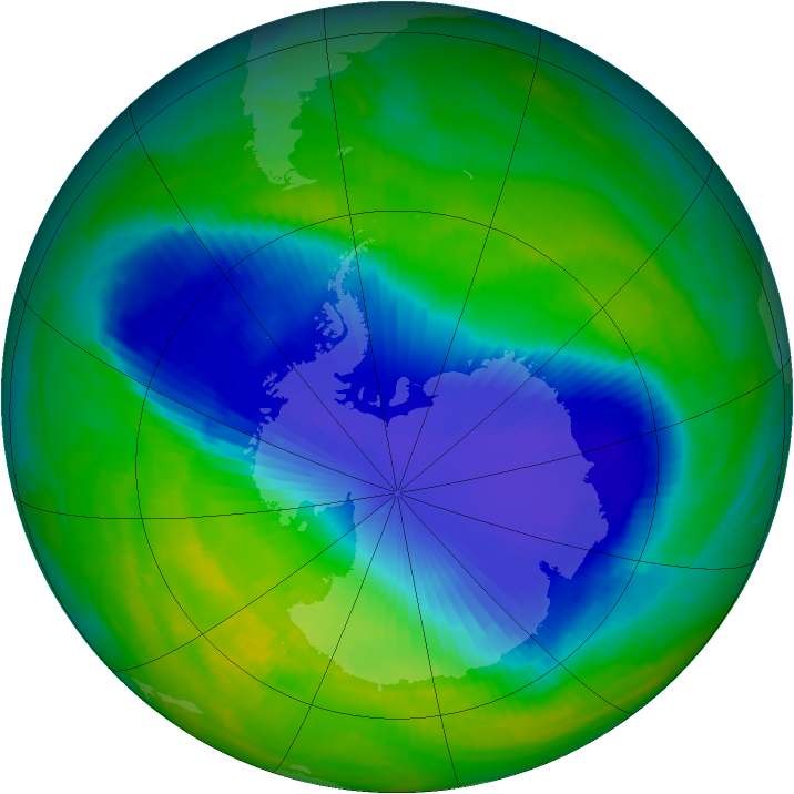 Antarctic ozone map for 19 November 1999